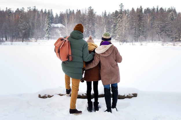 Full shot family members in nature