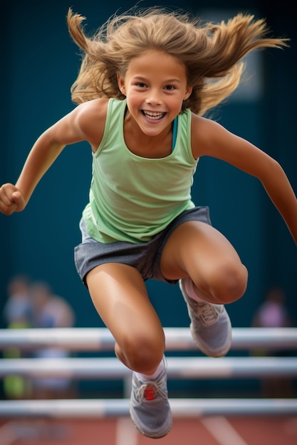 Free photo full shot girl  jumping