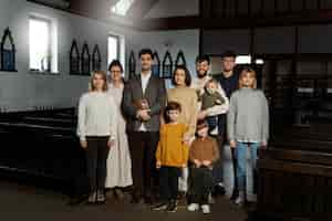 Free photo full shot happy christian families