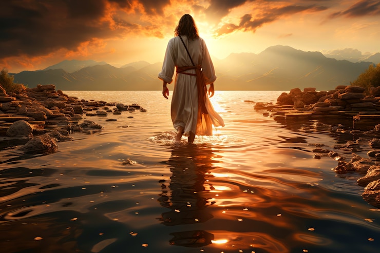 Free Photo full shot  jesus in nature