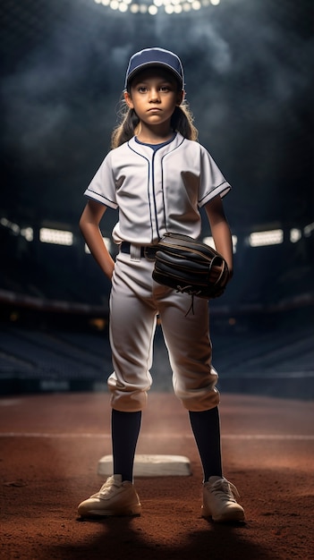 Free photo full shot kid playing baseball