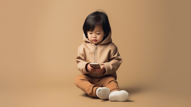 スマホを使ったフルショットの子供