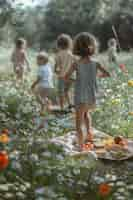 Foto gratuita bambini che si godono una giornata di picnic