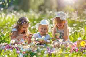 Foto gratuita bambini che si godono una giornata di picnic