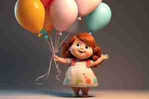 Бесплатное фото Полный снимок маленькой девочки с воздушными шарами