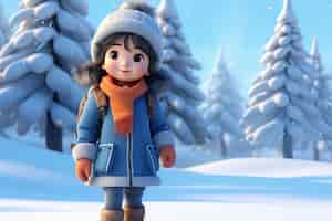 Бесплатное фото Полный снимок зимнего сезона маленькой девочки