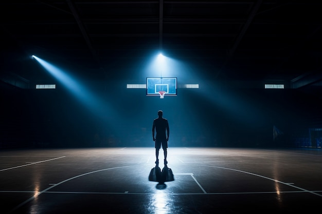 Полный снимок человека, играющего в баскетбол