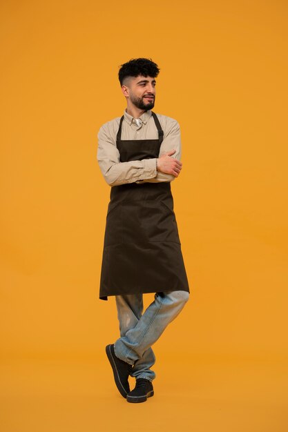 Full shot man posing in studio