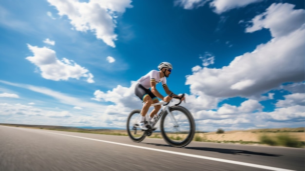 Full shot man riding bicycle outdoors