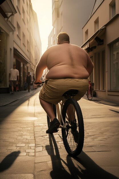 Полный снимок человека, катающегося на велосипеде на открытом воздухе