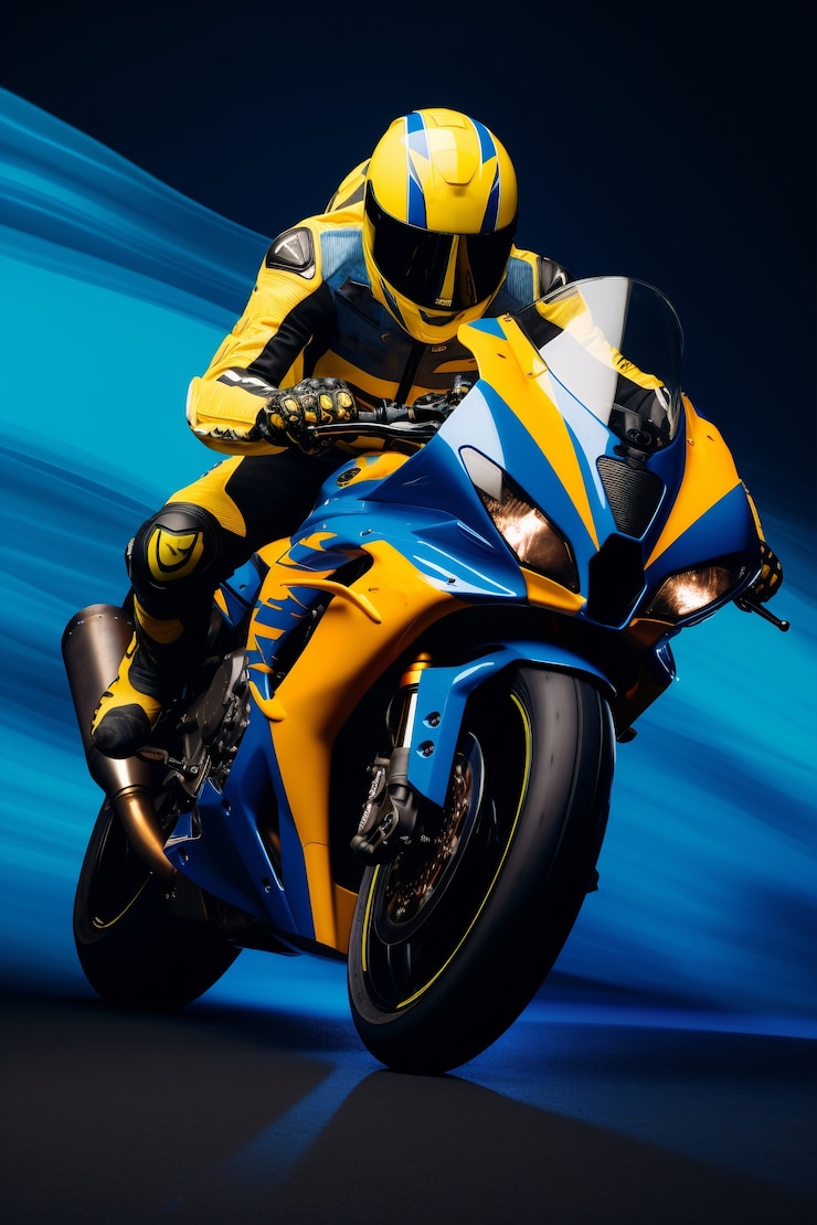Free Photo full shot man riding motorcycle  outdoors