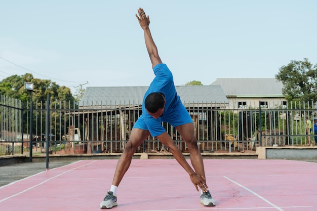 Full shot man stretching