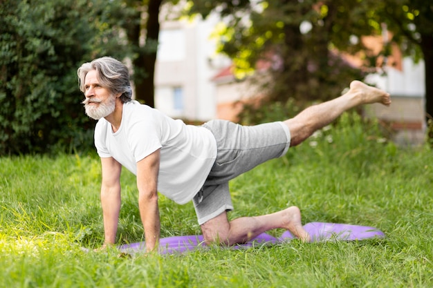 Full shot man training outdoors