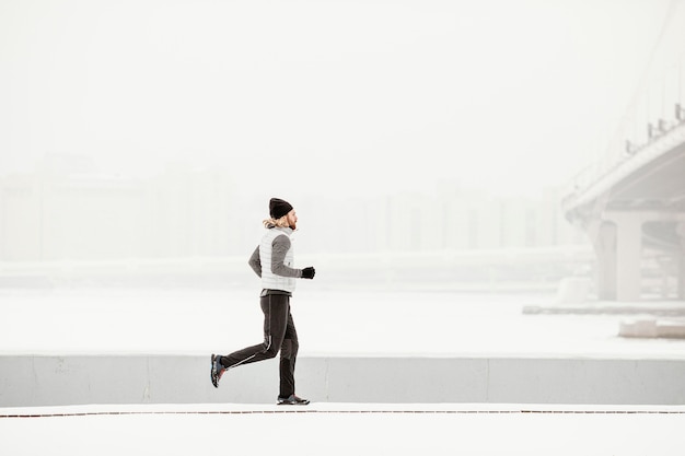 Full shot man training outside