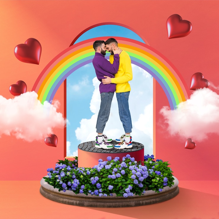 मुफ़्त फोटो full shot men being in love
