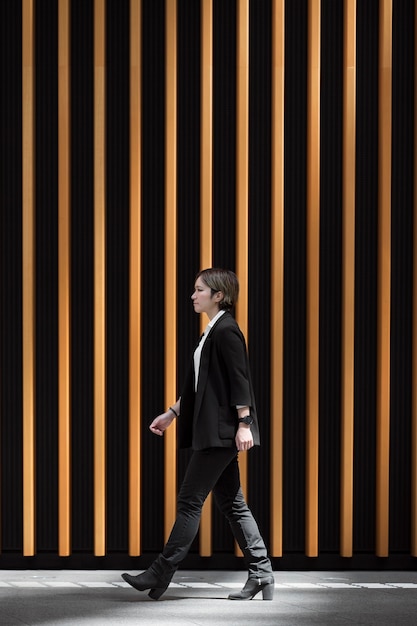 Full shot modern woman walking