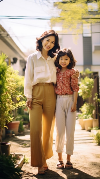 Full shot mother and child outdoors