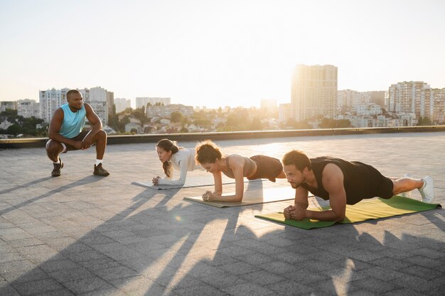 full shot people training together