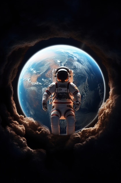 Full shot photorealistic astronaut