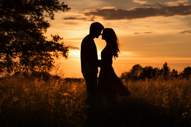 Foto gratuita coppia romantica a tutto campo all'aperto