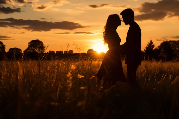 Foto gratuita coppia romantica a tutto campo all'aperto