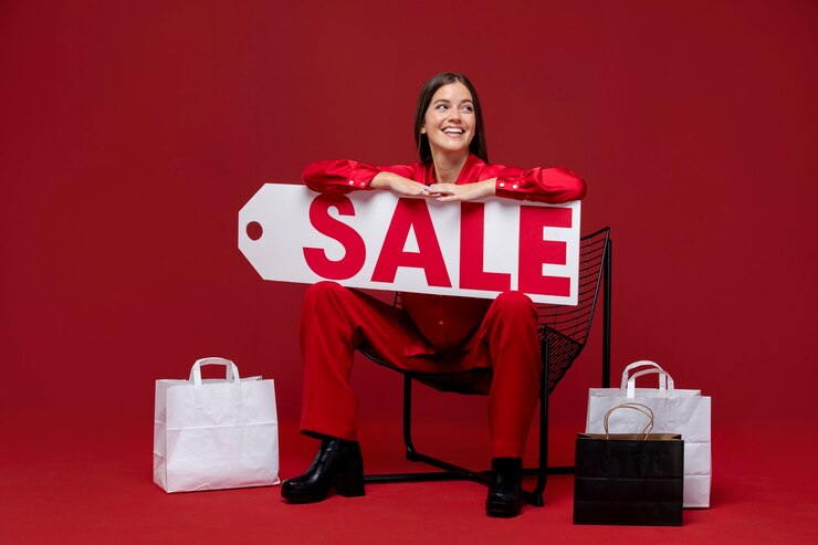 Free Photo full shot smiley woman in studio