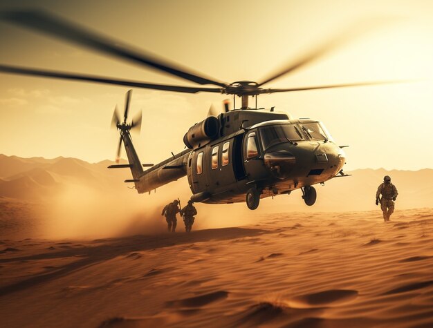 헬리콥터와 싸우는 풀샷 군인