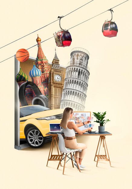 Free photo full shot woman creating vision board