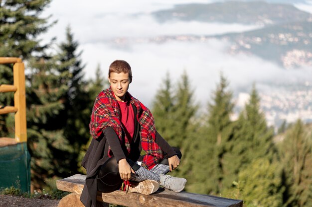 Full shot of woman in nature