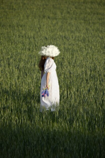 Full shot woman posing in nature