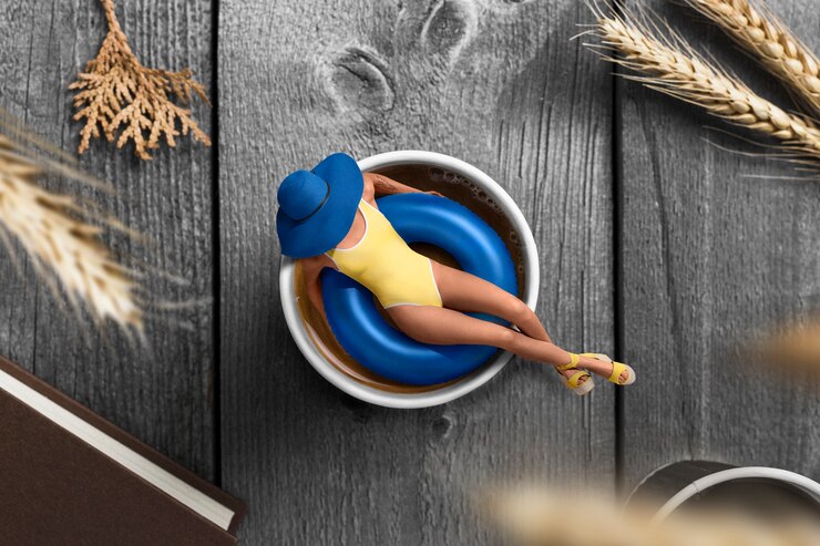 Free Photo full shot woman posing with coffee cup