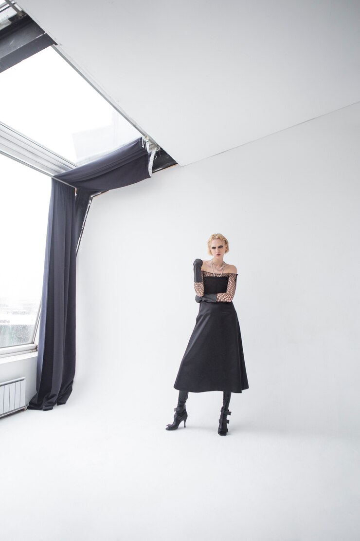 Free Photo full shot woman wearing punk outfit