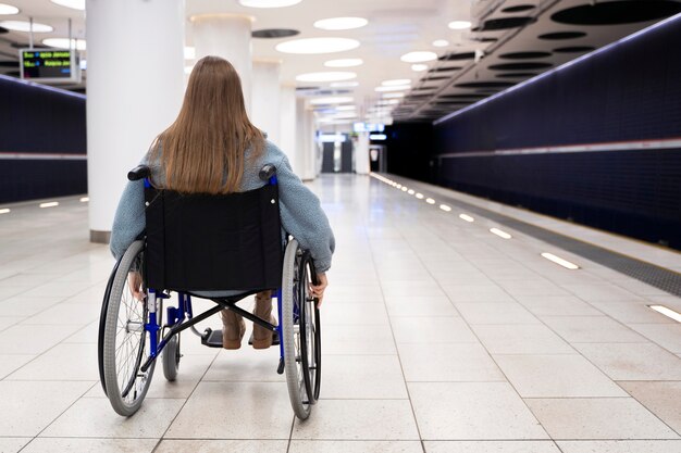 Full shot woman in wheelchair