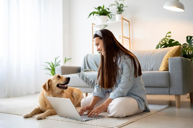 Full shot woman working on floor