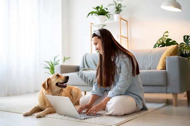 Full shot woman working on floor