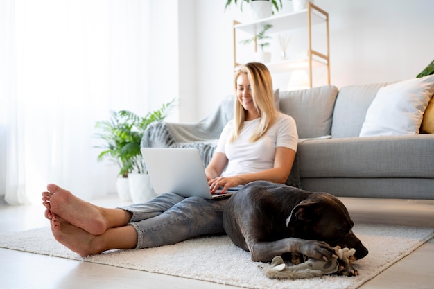 Full shot woman working on floor