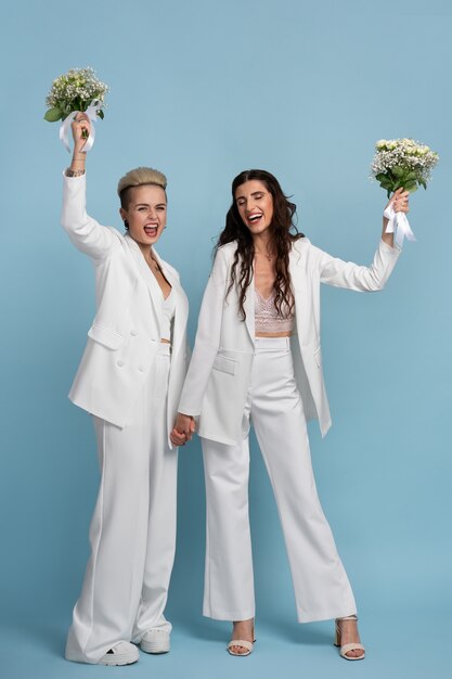 Full shot women getting married