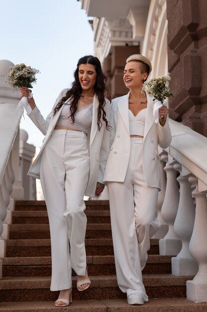 Full shot  women getting married