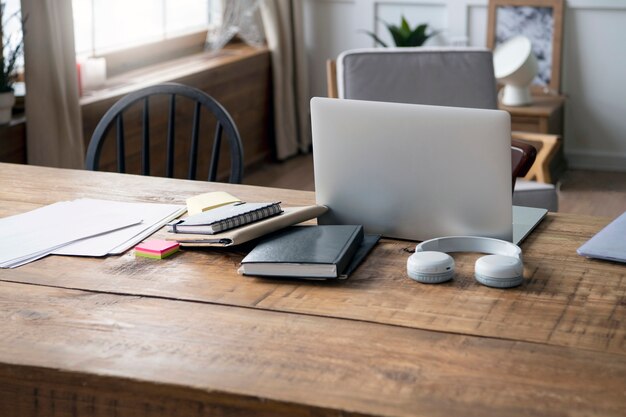 Fully equipped desk from a library used by students for learning