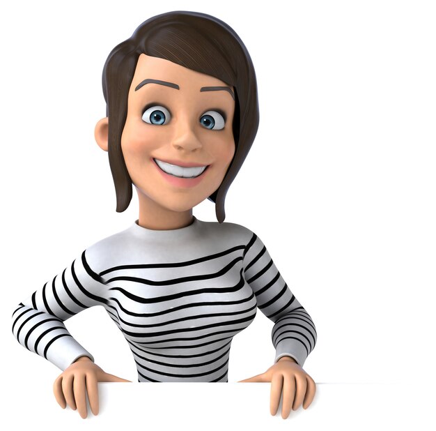 Fun 3D cartoon casual character woman