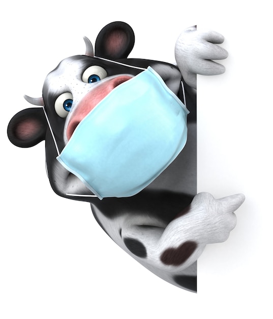 Fun 3D cartoon cow with a mask