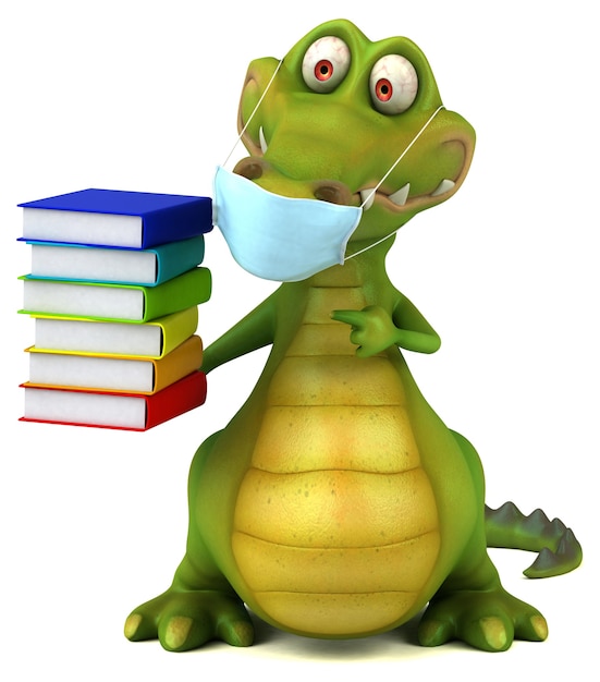 Fun 3D cartoon crocodile with a mask