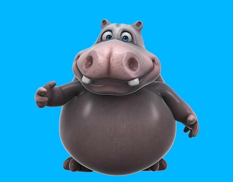 Free Photo fun 3d cartoon hippopotamus talking