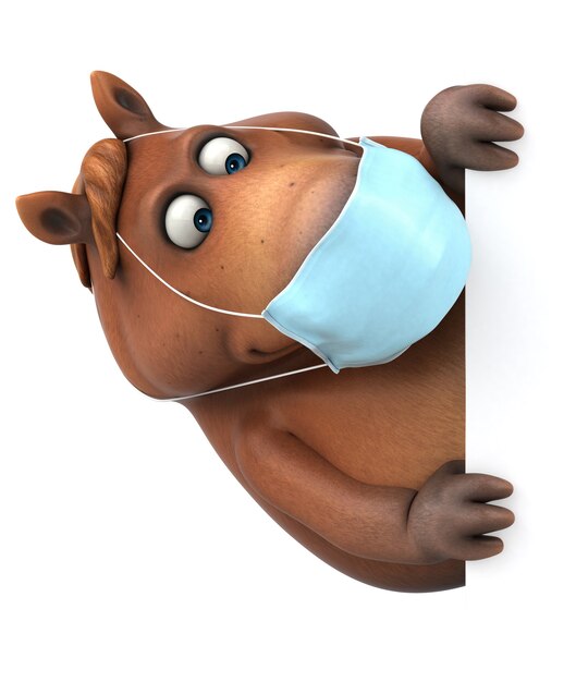 Free photo fun 3d cartoon horse with a mask