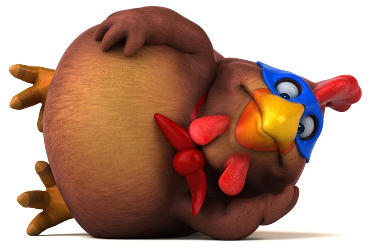 Free Photo fun 3d cartoon illustration of a chicken superhero