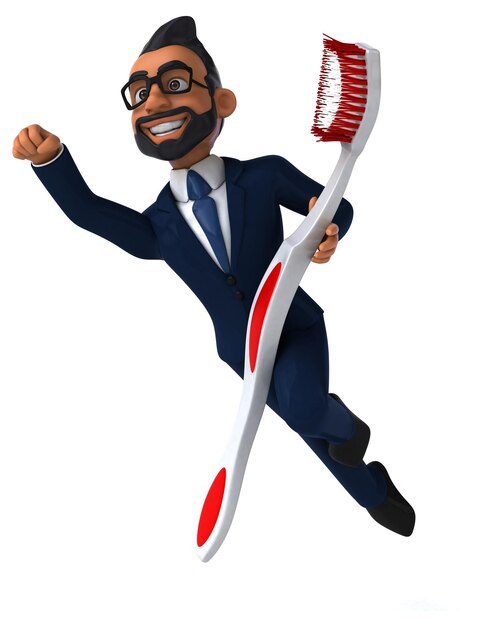 Fun 3D cartoon illustration of an indian businessman