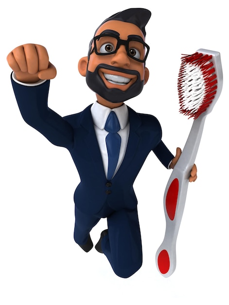 Free photo fun 3d cartoon illustration of an indian businessman