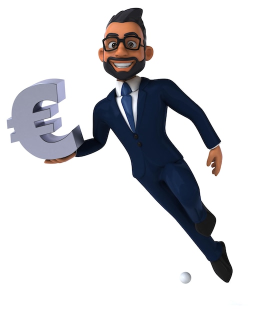 Fun 3D cartoon illustration of an indian businessman