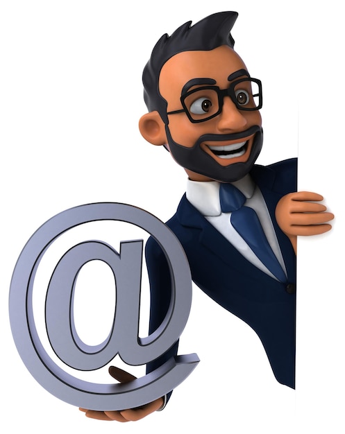 Fun 3D cartoon illustration of an indian businessman