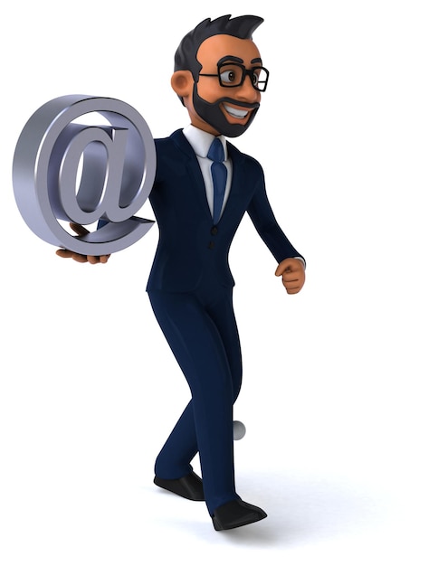 Fun 3D cartoon illustration of an indian businessman